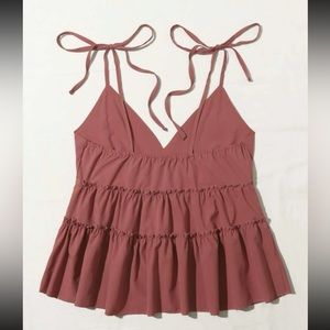 Pink Tie Shoulder Cami Top